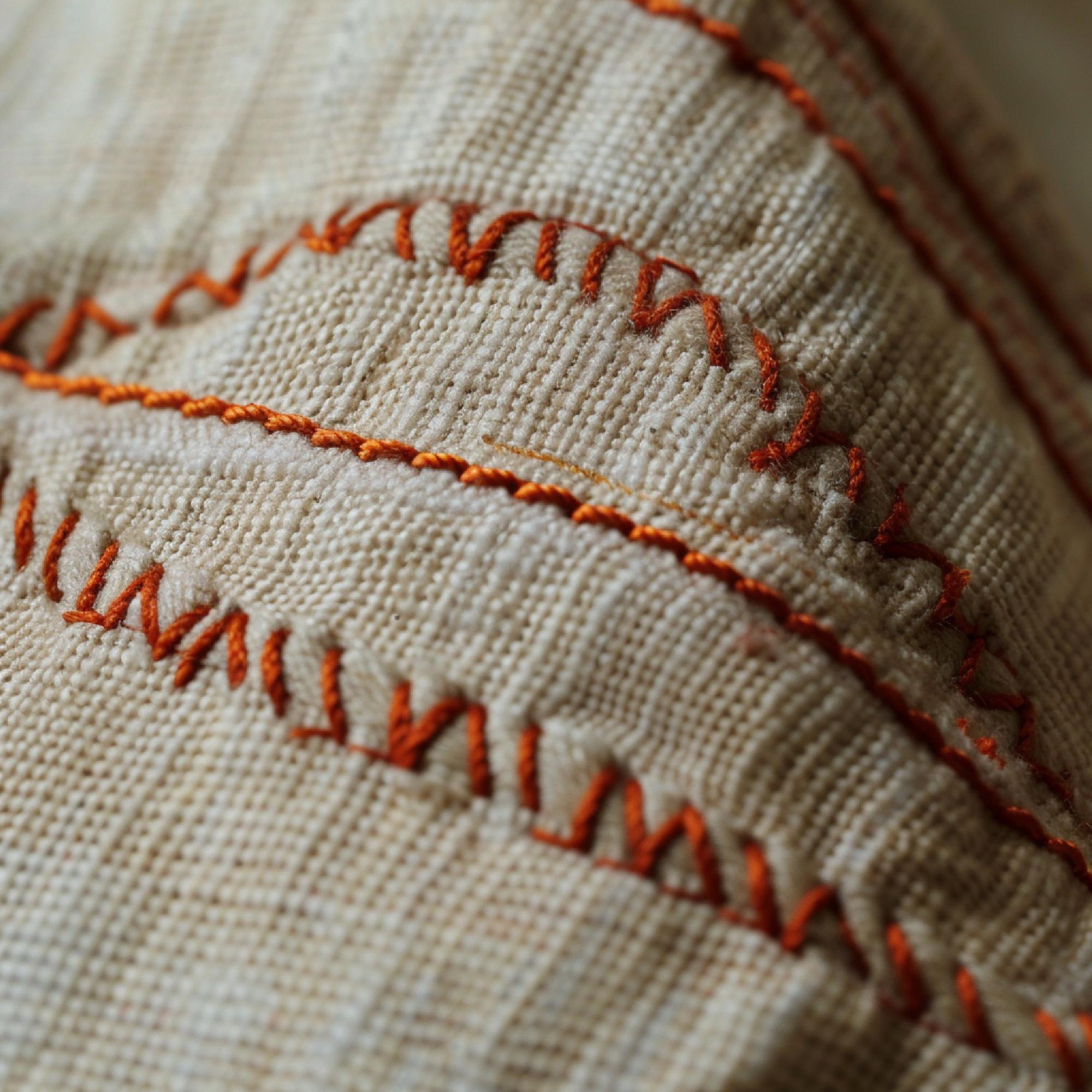 Broderie detaliu pe pânză naturală
